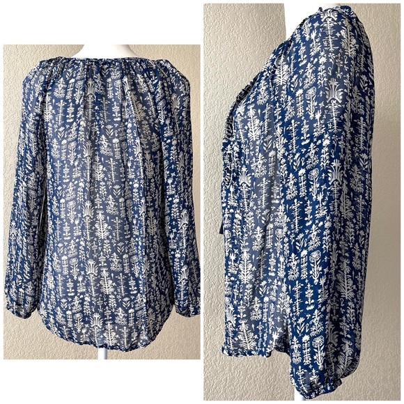 Lucky Brand Pattered, Embroidered Peasant Blouse - Picture 3 of 4